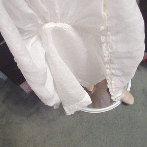 60s Vtg Dinaz Long Petticoat Waist Slip Size XL Eyelet Ruffle Tier Butter Yellow - Picture 5 of 12